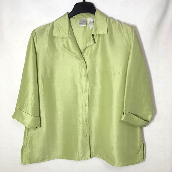 EUC Y2K First Issue Liz Claiborne Cropped Ramie Blend Button Down Shirt - Picture 6 of 11